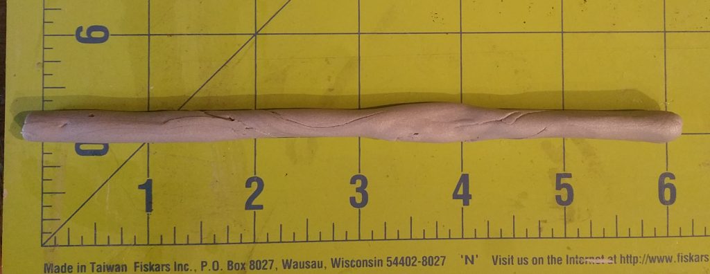 clay rolled to about 6 inches long